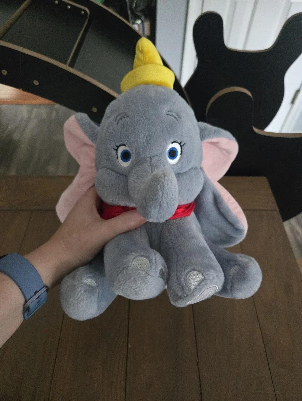 Disney Store Exclusive Dumbo Plush Elephant Gray Body, Pink Ears, Yellow Hat